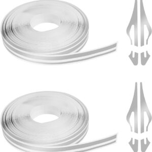 2 Rolls×32Ft Car Pinstriping Tape, Vinyl Automotive Pinstriping Tape Stripe Decal, DIY Car Body Side Stripes Trim Sticker, Universal for Motorcycle Door Home Musical Instrument(Silver)