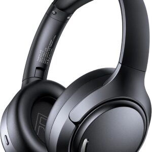 Hybrid Active Noise Cancelling Bluetooth 6.0 Headphones 120H Playtime 6 ENC Clear Call Mic, Over Ear Headphones Wireless with Hi-Res Audio Comfort Earcup Low Latency ANC Headphone for Travel Workout