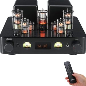 Juson Audio JTA100 2025 Version 200W Vacuum Tube Amplifier Integrated Hybrid with BT 5.0 Optical AUX RCA Phono Input and Headphone Output 2.1CH Class AB HiFi Home Audio for Turntable