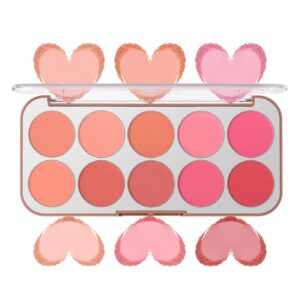 10 Color Blush Palette for Cheeks – Natural Look Smooth Face Blusher – Long-lasting Women Cheek Makeup Powder – Buildable Color Makeup Blushes Powder for All Skin Types