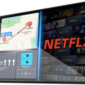 LAMTTO 9″ Wireless CarPlay Screen with Net-Flix YouTube Apps Protable Car Play Screen for Apple Carplay and Android Auto with Backup Camera Navigation Bluetooth Voice Control AUX Siri