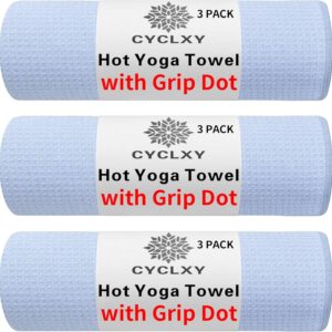 3 Pack Yoga Mat Towels with Grip Dot, Hot Yoga Towel Non Slip Yoga Mat Towel Non-Slip Sweat Absorbent Anti-Slip Yoga Towel for Bikram,Pilates
