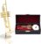 Miniature Trumpet Model, Brass Delicated Golden Mini Trumpet Mini Instrument Ornament Decoration Instrument Model Musical Ornaments Musical with Stand and Case
