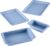 Farberware Easy Solutions Nonstick Baking Set, Includes Cookie Pans, Loaf Pan, and Cake Pan with Portion Marks, 4 Piece, Non Stick Bakeware Set – Blue