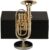 Miniature Tuba with Stand and Case Brass Mini Musical Instrument Baritone Horn Replica Collectible Figurines Dollhouse Accessories Model Home Decoration Display Ornament (3.94″x1.42″)