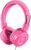 noot products Kids Headphones K22 Foldable Stereo Tangle-Free 5ft Long Cord 3.5mm Jack Plugin Wired On-Ear Headset for iPad/Amazon Kindle Fire/Girls/School/Laptop/Travel/Plane/Tablet FlamingoPink