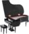 Miniature Piano Musical Instrument Ornaments, 1:6 Musical Instrument Piano Models, with Stool, Miniature Musical Instrument Ornaments House Living Room Furniture (02)