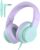Kids Headphones, Wired Headphones for Kids Over Ear with Microphone, 85/94dB Volume Limiter Headphone for Girls Boys, Foldable Headphone for Learning & Entertainment,Gradient Purple