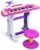 GLACER 37-Key Kids Piano Keyboard, Electronic Musical Instrument Educational Toy Electronic Organ with Detachable Microphone, Stool, Record and Playback, Lights, Adjustable Volume (Pink)