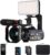 ORDRO UHD 4K Video Camera IR Night Vision Vlogging Camera for YouTube Digital Zoom Recorder with Microphone, Wide Angle Lens, LED Video Light, Handheld Stabilizer, Carrying Case,64GB Memory Card