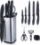 RAXCO Knife Set with Block,10-Piece Kitchen Knives Stainless Steel,Pro-Sharpened for Cooking,Slicing,Mincing,Dicing,Black