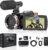 Camcorder Video Camera 4K 48MP 60FPS 21X Digital Zoom Vlogging Camera for YouTube, 3.0” 270° Rotatable Screen Video Camera with 64 GB SD Card, HDMI Cable, External Mic, Remote Control, 2 Batteries