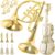 12pcs Christmas Musical Instrument Ornaments,Gold Horn Trumpet Saxophone Musical Instrument for Party Home Wall Decor Supplies