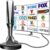 Digital Antenna for Smart TV Indoor, Strong Magnetic Base & Iron Sheet TV Antenna Indoor for Easy Installation, Long Range Reception HD Antenna for TVs Indoors 4k 1080p -10ft Long Cables