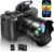 8K Digital Cameras for Photography Autofocus, WiFi 88MP Vlogging Camera with Dual-Lens, Flash, 16X Digital Zoom, Touch Screen, Travel Camera Anti-Shake with Lens Hood, 64GB Card,2 Batteries