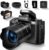 8K Digital Camera for Photography, Vlogging Camera for YouTube with Autofocus, 4 Inch Touchscreen 16X Digital Zoom Video Camera with 3000mAh Battery, Dual-Lens, Lens Hood, 32GB TF Card and Flash,Black