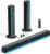 TV Sound Bar, Soundbar with RGB LED Lights & 2.1CH Bluetooth Speaker Surround System, 180W Surround Sound, AUX/Optical/HDMI ARC Home Theater Speaker, 2 in 1 Detachable for Smart TV/Projector/Gaming/PC