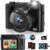 4K Digital Camera for Photography Autofocus, 64MP Dual-Lens Vlogging Camera for Video Anti-Shake, 3” Selfie Flip Travel Cameras for YouTube, 16X Zoom Digital Camera with Flash Dial Battery Stand