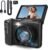 16X Zoom 4K Digital Camera for Photography and Video, Point and Shoot Digital Cameras with Flip Screen, Small Digital Camera, Vlogging Camera for YouTube Video Recording (Black)