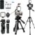 Vlogging Kit for iPhone, Android, Camera, Compatible with YouTube Starter Kit with Rechargeable LED Light + Microphone + Phone Clip + Aluminum Desktop Tripod for Vlogging, Instagram, TikTok