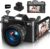 4K Digital Camera for Photography & Vlogging, 56MP YouTube Camera with WiFi, 3″ 180° Flip Screen, 16X Digital Zoom, 52mm Wide Angle & Macro Lens, 32GB TF Card, 2 Batteries – Black