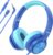 INFURTURE USB C Headphones Kids for School, 3.5mm Wired Headphones for Kids Lightweight On-Ear Headphones Built-in Mic, Safe Volume Limited for Girls/Boys/School,Travel,Cellphones,Tablets(Blue)