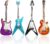 4Pcs Mini Guitar Set, Miniature Electric Guitar & Bass Guitar Ornament, 1:12 Scale Wooden Miniature Musical Instrument for Dollhouse, Mini Music Room, Home Decoration, Guitar Décor