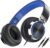 AILIHEN C8 Headphones Wired, On-Ear Kids Headphones with Microphone and Volume Control Foldable Corded Stereo 3.5mm Headset for School Teens Smartphones Chromebook Laptop Tablets Travel (Black Blue)