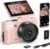FLATIC Digital Camera, 5K 75MP Cameras for Photography with WiFi & 64GB TF Card, Autofoucs Vlogging Camera for YouTube with 180° Flip Screen, Compact Vlog Travel Camera Kit for Beginner, Teens, Pink