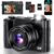 5K Digital Camera, 64MP Cameras for Photography with 6X Optical Zoom & Autofocus, WiFi Vlogging Camera for YouTube Video, Dual-Lens, 2 Batteries, 64GB Card & Flash, Best Cameras for Content Creators