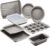 Circulon Nonstick Heavy Gauge Steel Bakeware Set with Rolled Pan Edges Loaf Pan, Cookie Pan, Baking Pans, Cake Pans, Muffin Pan and Cooling Rack (10-Piece, Gray)