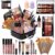 All in One Makeup Kit – 2X14 Eyeshadow Palette, Liquid Foundation, Eyeliner Pencils, Contouring Stick, Lip Gloss, 20Pcs Makeup Brushes (Black)